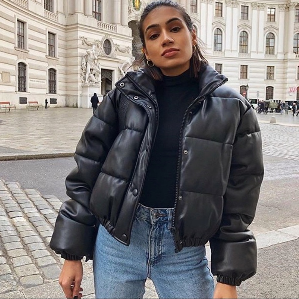Faux Leather Puffer NWT